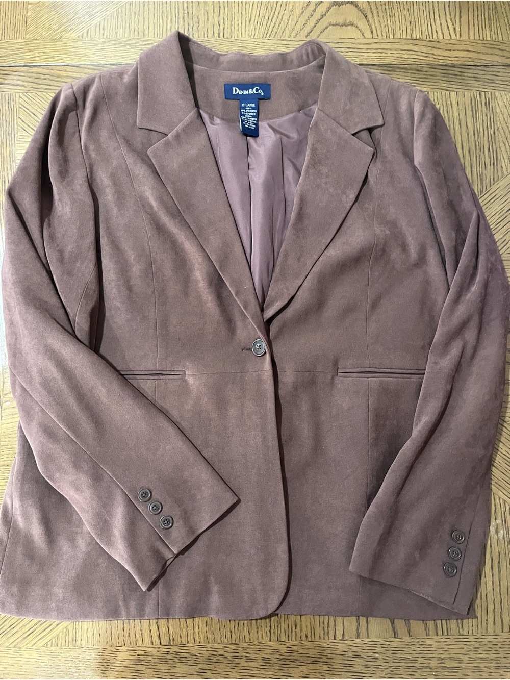 Denim&Co Mauve Suede Single-Button Blazer
